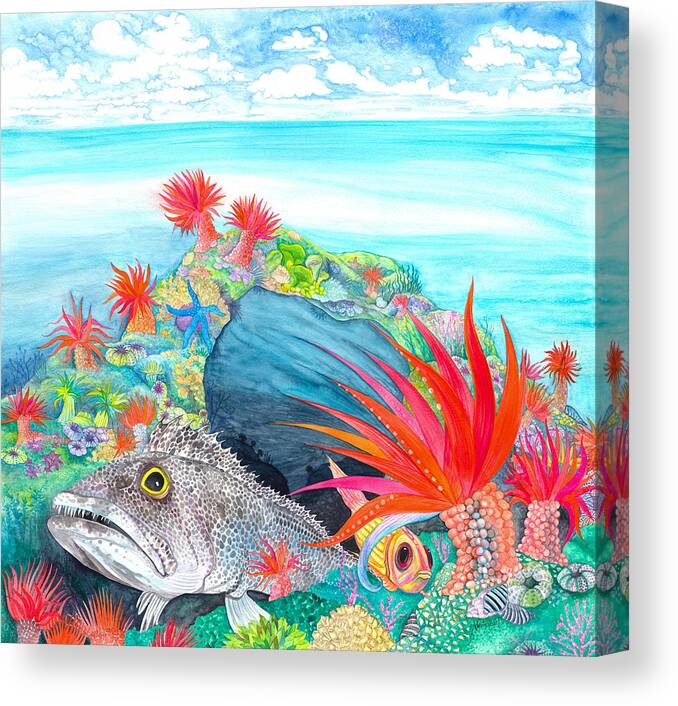 Adria Trail Canvas Print featuring the painting Festive Fish by Adria Trail