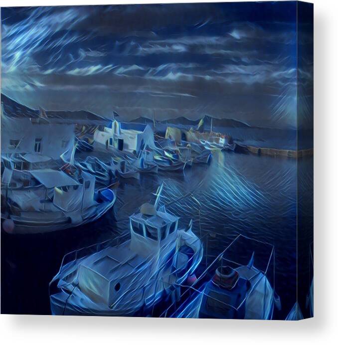 Colette Canvas Print featuring the photograph Fish harbour Paros Island Greece by Colette V Hera Guggenheim