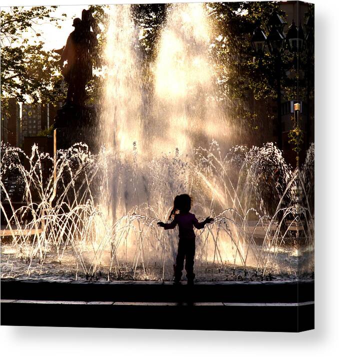 Fountain Canvas Print featuring the photograph Fountain silhouette by Russell Styles