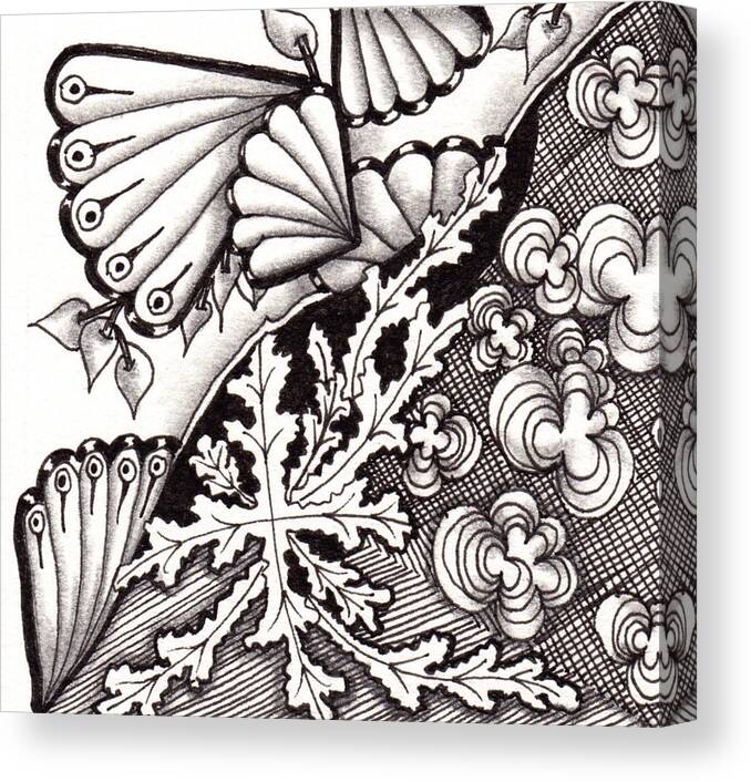 Zentangle Canvas Print featuring the drawing Four Seasons by Jan Steinle