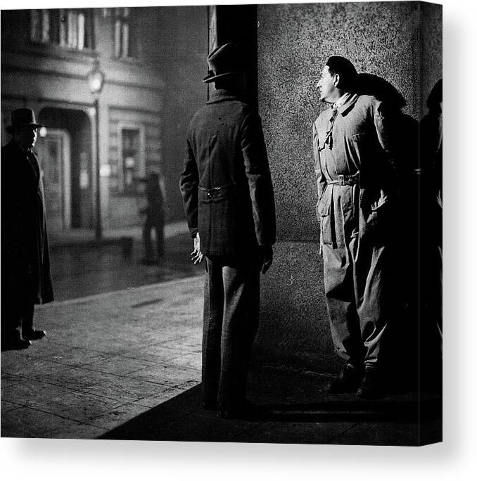 Fritz Lang Directing M Peter Lorre On The Left Berlin Germany 1931 Canvas Print featuring the photograph Fritz Lang directing M Peter Lorre on the left Berlin Germany 1931 by David Lee Guss
