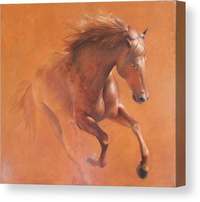 Horse Canvas Print featuring the painting Gallop In The Desert by Vali Irina Ciobanu
