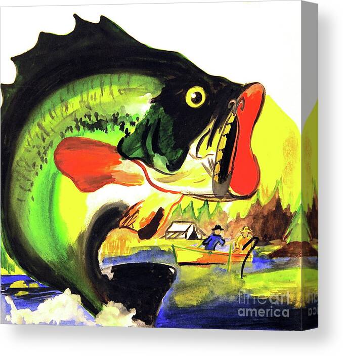 Follow @lindalsimon Fish Canvas Print featuring the painting Gone Fishing by Linda Simon