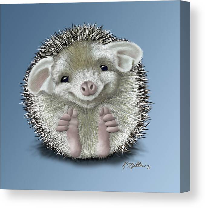 Hedgehog Canvas Print featuring the digital art Hedgehog by Kathie Miller