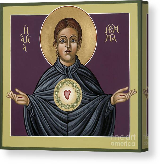 Holy Stigmatist St Gemma Galgani Canvas Print featuring the painting Holy Stigmatist St Gemma Galgani 114 by William Hart McNichols