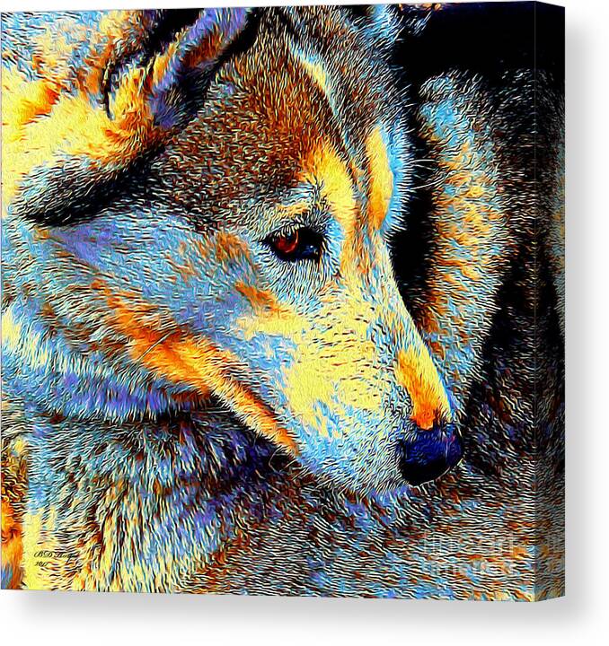 Dogs Canvas Print featuring the digital art Husky Up Close by DB Hayes