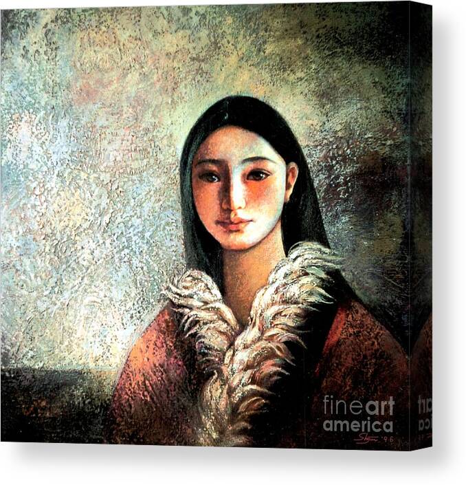 Portrait Canvas Print featuring the painting Image of Tibet II by Shijun Munns
