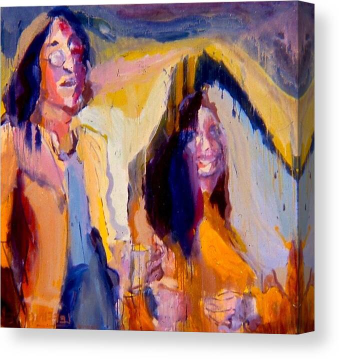 John Lennon Canvas Print featuring the painting John and Yoko by Les Leffingwell