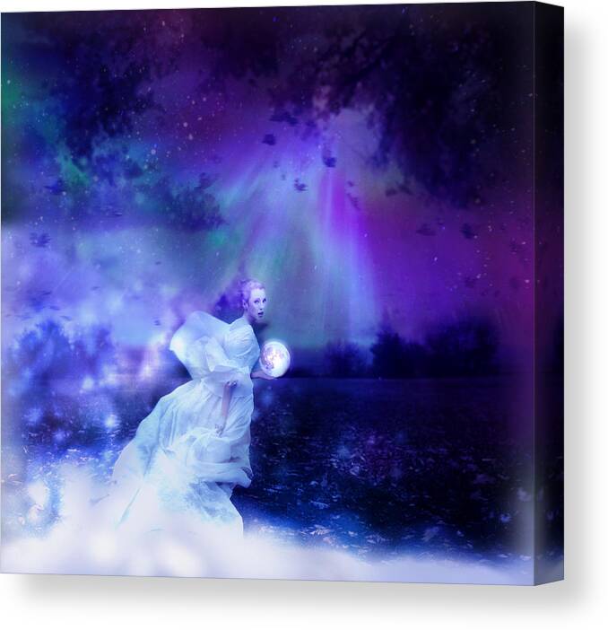 Woman Canvas Print featuring the digital art Nymph of December by Lilia D