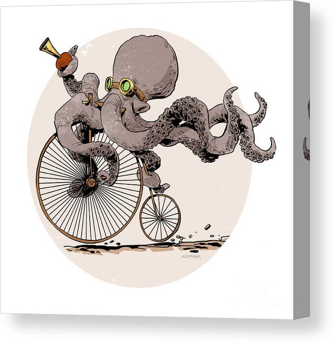 Octopus Canvas Print featuring the digital art Otto's Sweet Ride by Brian Kesinger