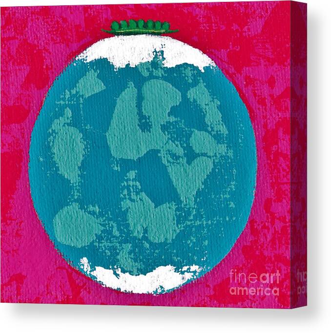 #abstractart #artist #colorful #contemporaryart #earth #expressionism #fineart #followart #iloveart #interiordesign #modernart #newartwork #painting #peas #surreal #surrealism #urban Canvas Print featuring the painting Peas on Earth by Allison Constantino