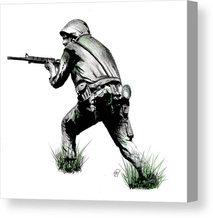 Vietnam Soldier Canvas Print featuring the painting Pursuit by Joe Dagher