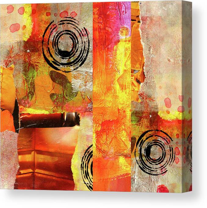Large Orange Abstract Canvas Print featuring the mixed media Reconstruction Abstract by Nancy Merkle