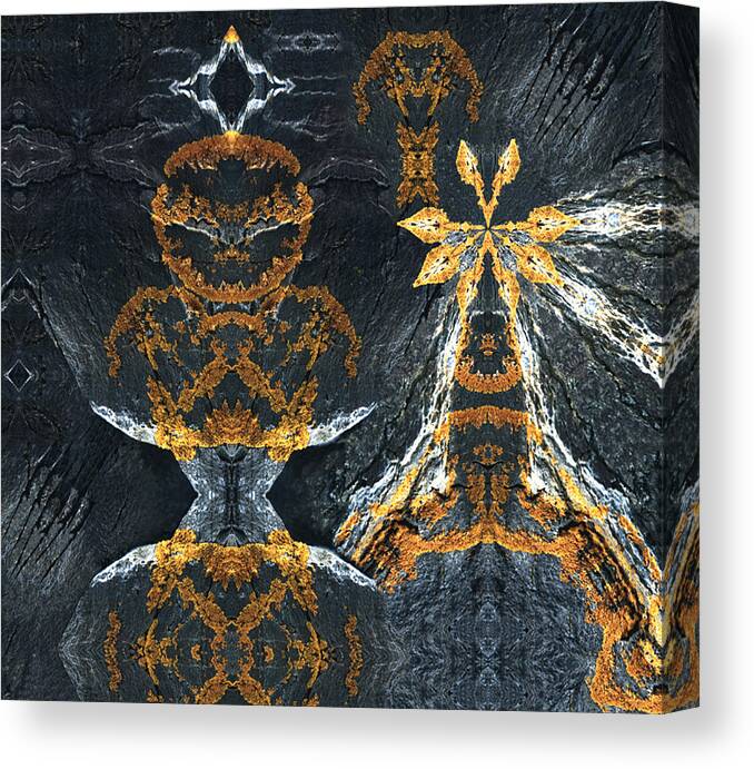 Nature Canvas Print featuring the digital art Rock Gods Lichen Lady and Lords by Nancy Griswold