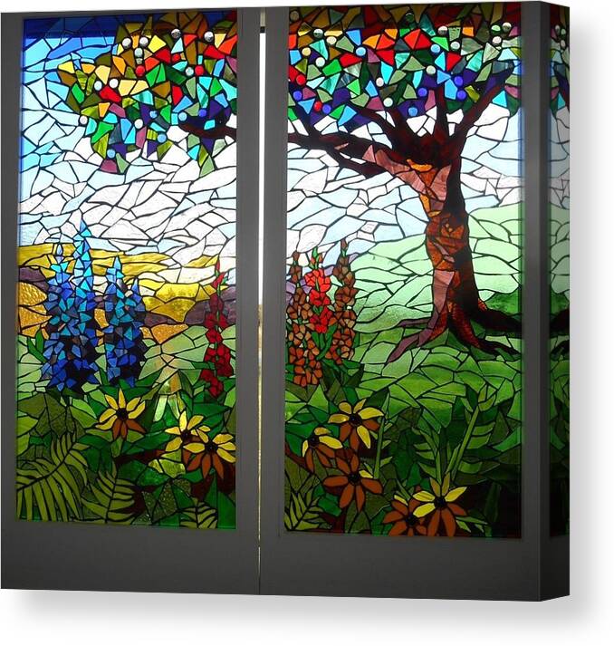 Mosaic Canvas Print featuring the glass art Sanctuary by Catherine Van Der Woerd