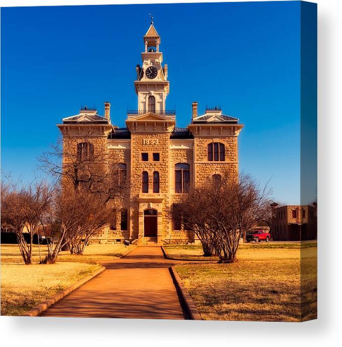 Shackelford County Canvas Print featuring the photograph Shackelford County Courthouse by Mountain Dreams