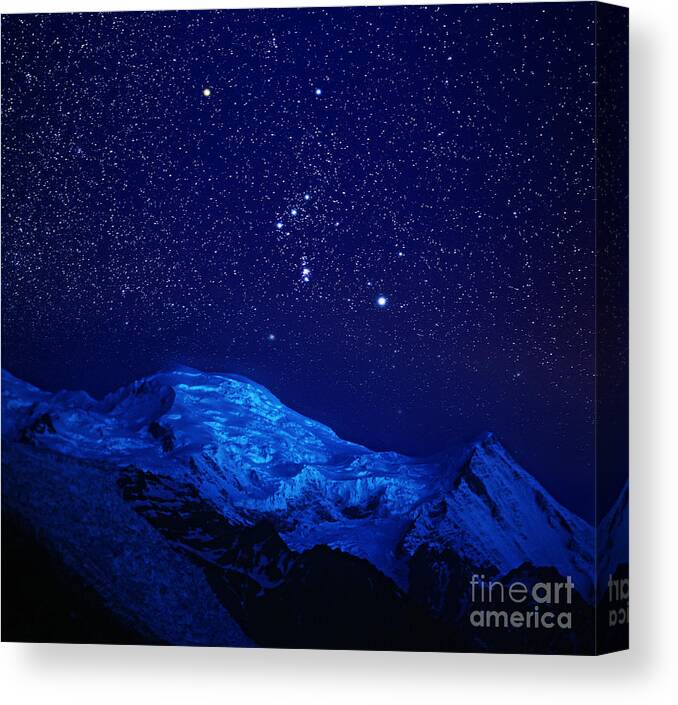 Stars Canvas Print featuring the photograph Stars over Mont Blanc by Colin Woods