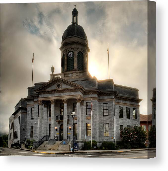 Cherokee County Canvas Print featuring the photograph Sunrise On Cherokee County Courthouse by Greg and Chrystal Mimbs