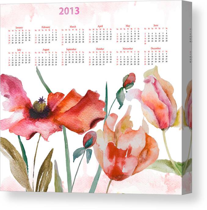 Art Canvas Print featuring the painting Template for calendar 2013 by Regina Jershova