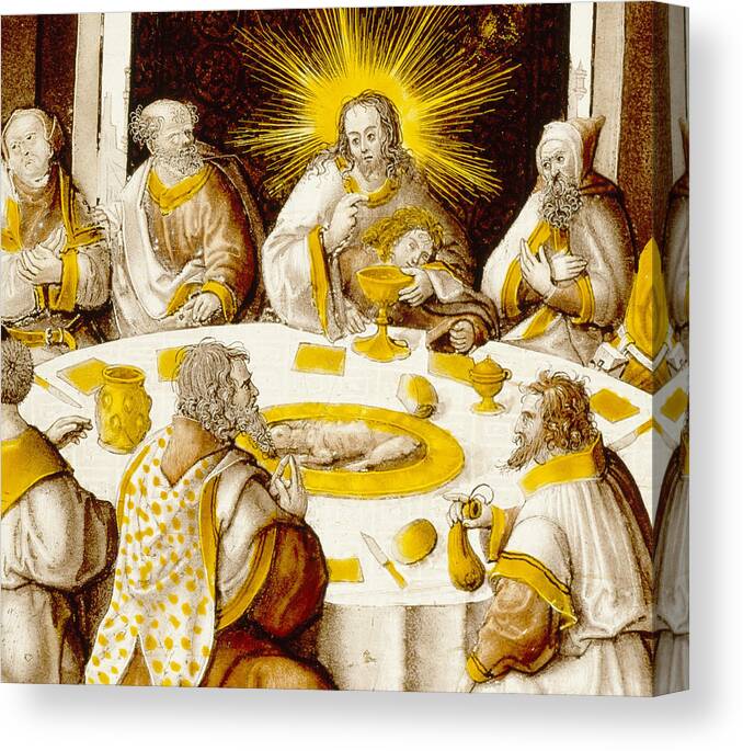 The Last Supper Canvas Print featuring the painting The Last Supper by Jacob Cornelisz van Oostsanen