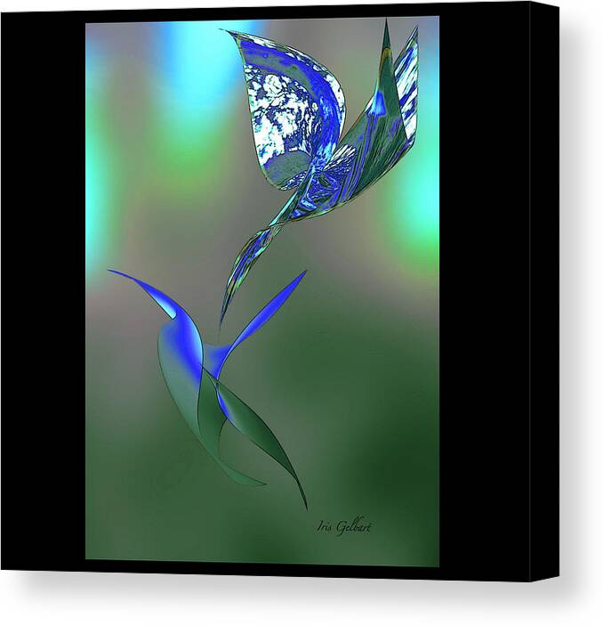 Illustration Canvas Print featuring the digital art There will be Blue Birds over by Iris Gelbart