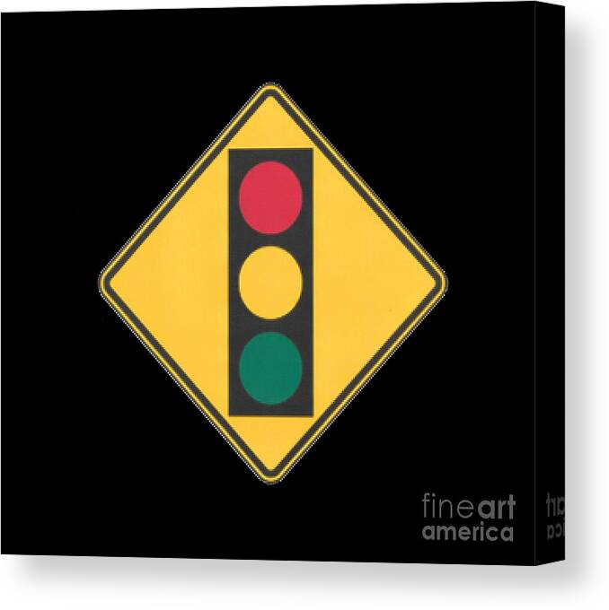 Signs Canvas Print featuring the painting Traffic Light T-shirt by Herb Strobino
