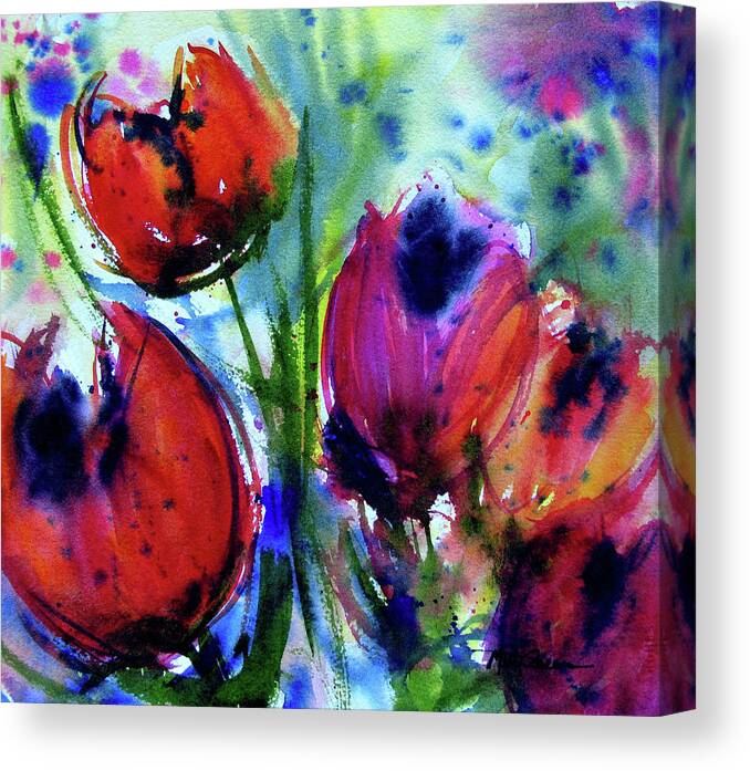 Tulips Canvas Print featuring the painting Tulips 1 by Marti Green