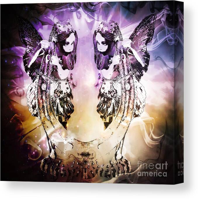 Black Canvas Print featuring the photograph Twin Fairies 2 by Michelle Frizzell-Thompson