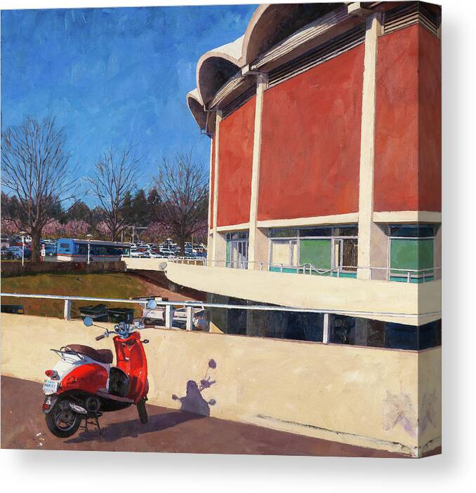University Of Virginia Canvas Print featuring the painting University Hall, 2018 by Edward Thomas