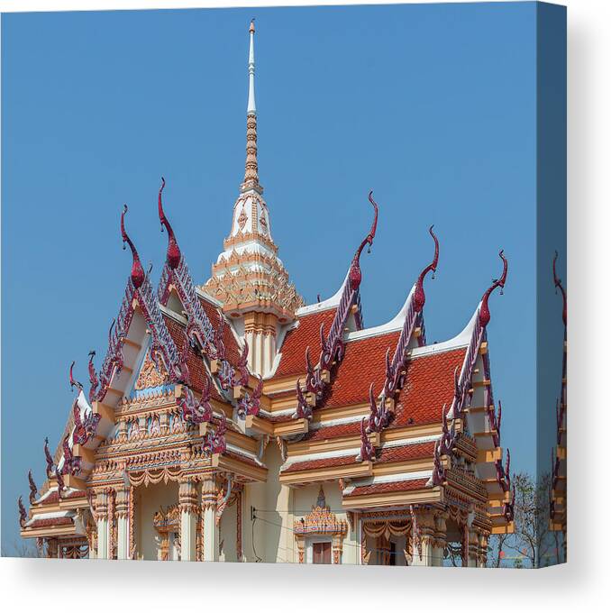 Temple Canvas Print featuring the photograph Wat Khiriwong Wihan Roof DTHNS0067 by Gerry Gantt