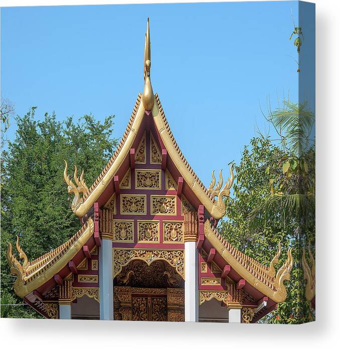 Scenic Canvas Print featuring the photograph Wat San Sai Ton Kok Phra Ubosot Gable DTHCM1396 by Gerry Gantt