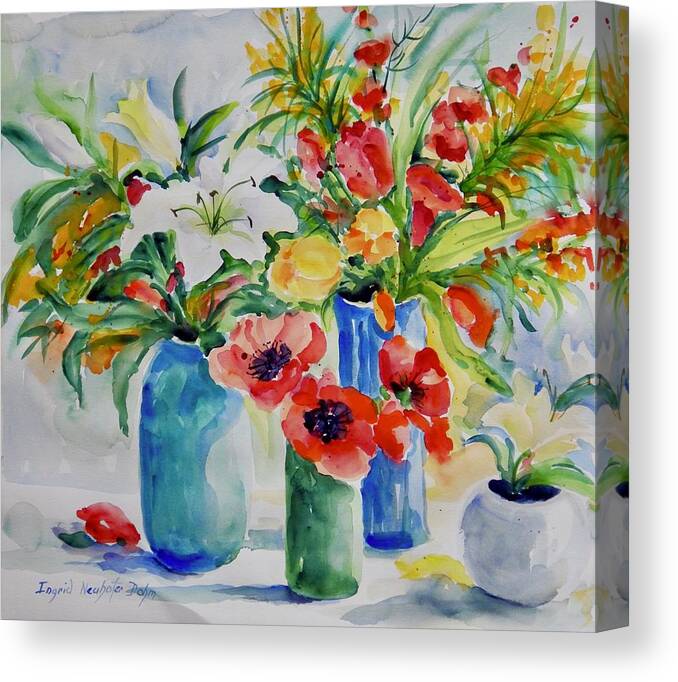 Flowers Canvas Print featuring the painting Watercolor Series No. 256 by Ingrid Dohm