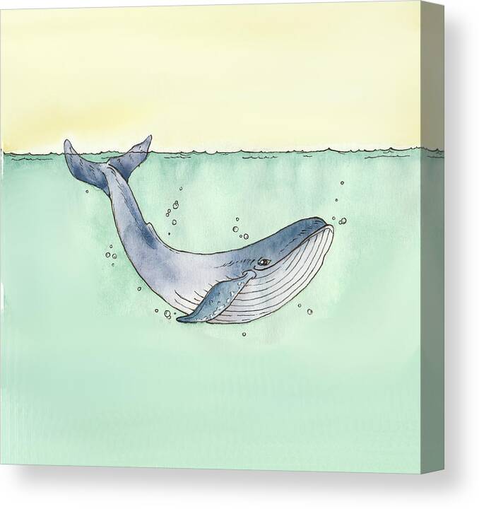 Whale Canvas Print featuring the painting Whale by Katrina Davis