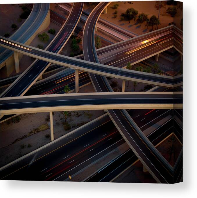 Sun Canvas Print featuring the photograph Arizona Highway Exchange #1 by Anthony Giammarino