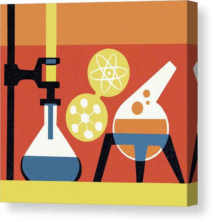 Atom Canvas Print featuring the drawing Chemical Experiment #1 by CSA Images