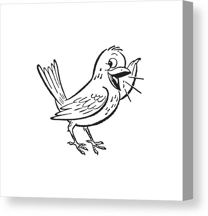 Animal Canvas Print featuring the drawing Chirping Bird #1 by CSA Images