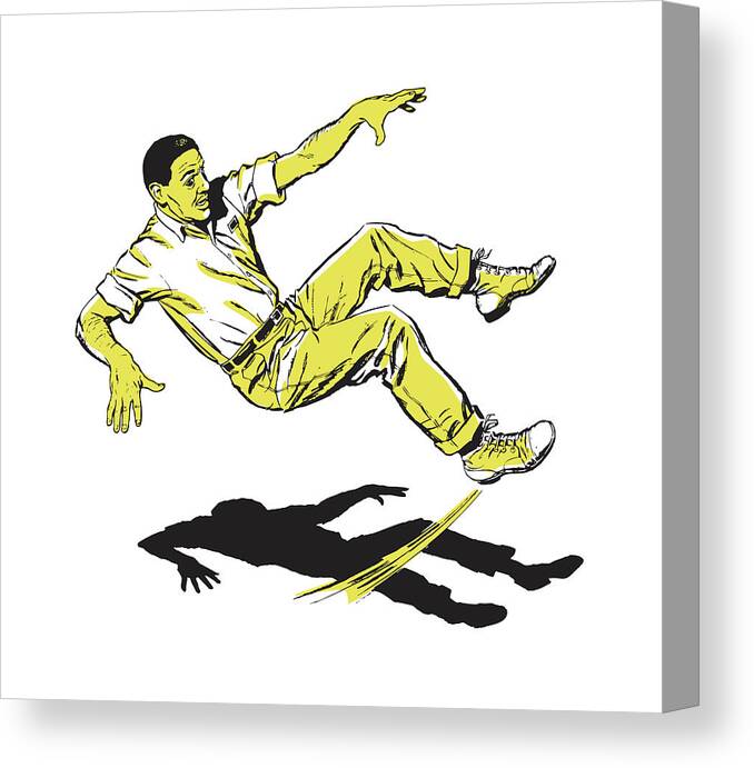 Accident Canvas Print featuring the drawing Man Slipping and Falling #1 by CSA Images
