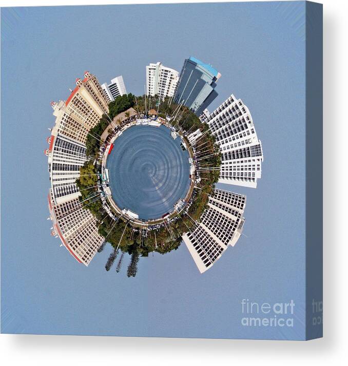 Circular Canvas Print featuring the photograph Sarasota Skyline #1 by Mariarosa Rockefeller