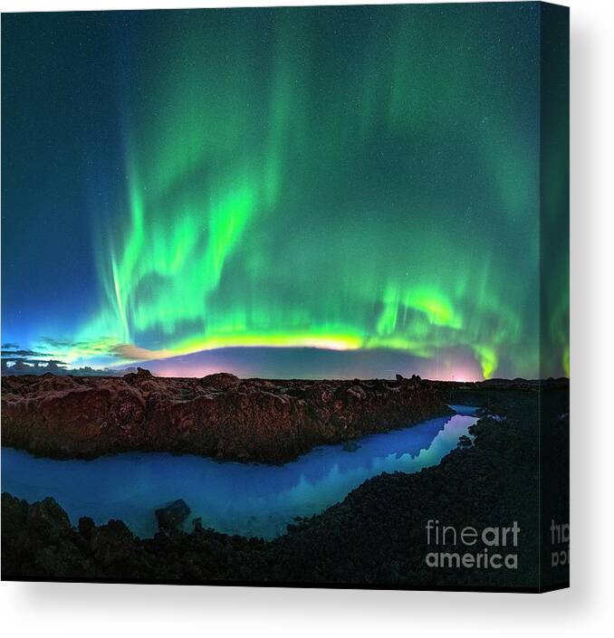 Astronomical Canvas Print featuring the photograph Aurora Borealis Over Iceland #13 by Miguel Claro/science Photo Library