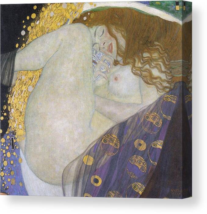 Abstract Canvas Print featuring the painting Danae by Gustav Klimt