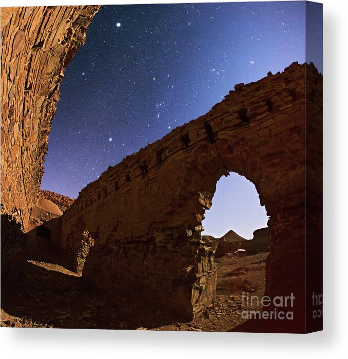 Nobody Canvas Print featuring the photograph Night Sky Over A Caravanserai #2 by Amirreza Kamkar / Science Photo Library