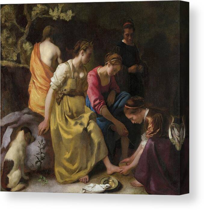 Classical Canvas Print featuring the painting Diana And Her Nymphs by Johannes Vermeer