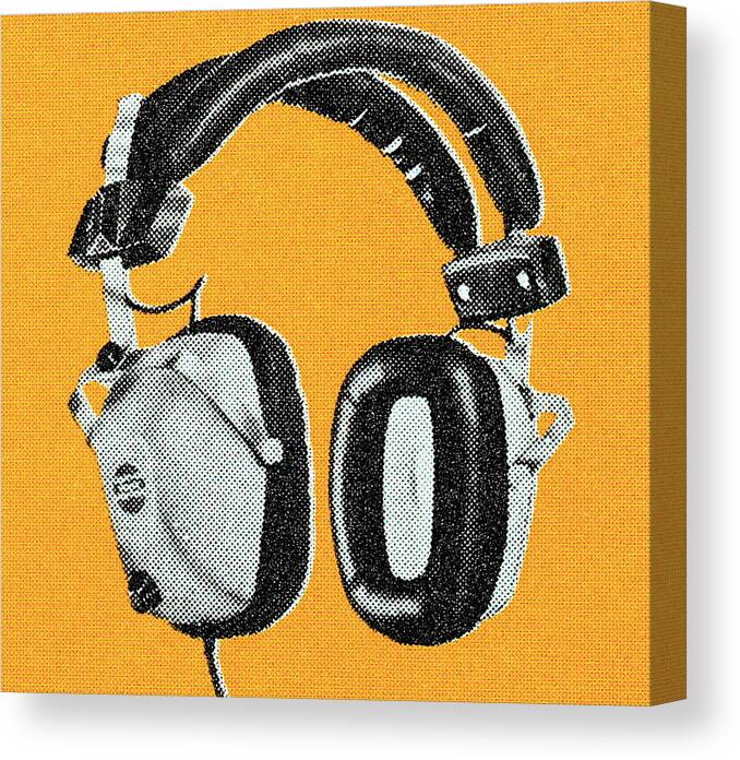 Audio Canvas Print featuring the drawing Headphones #3 by CSA Images
