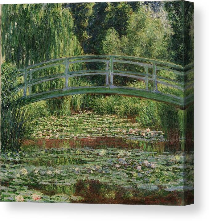 Landscape Canvas Print featuring the painting The Japanese Footbridge And The Water Lily Pool, Giverny by Claude Monet
