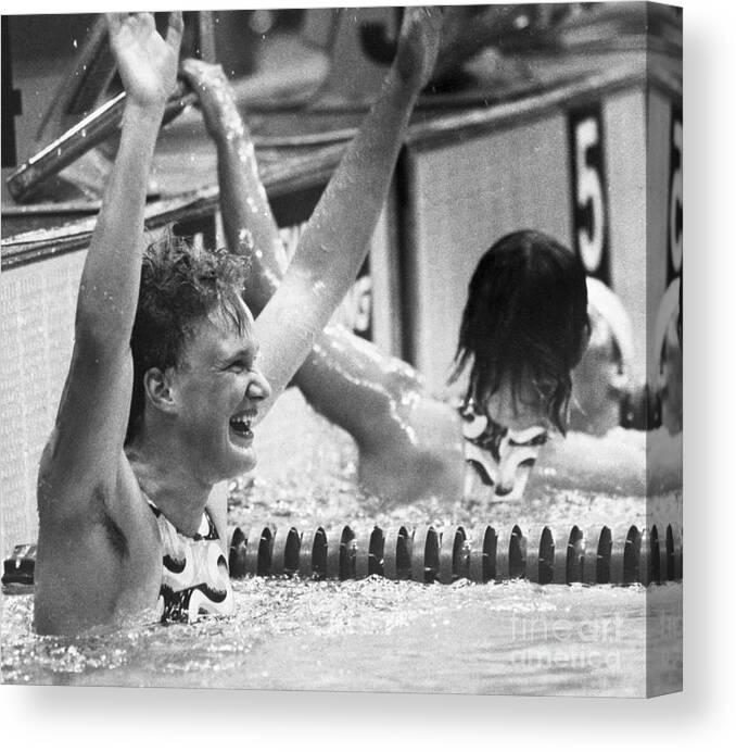 Event Canvas Print featuring the photograph Andrea Pollack Celebrating Her Win by Bettmann
