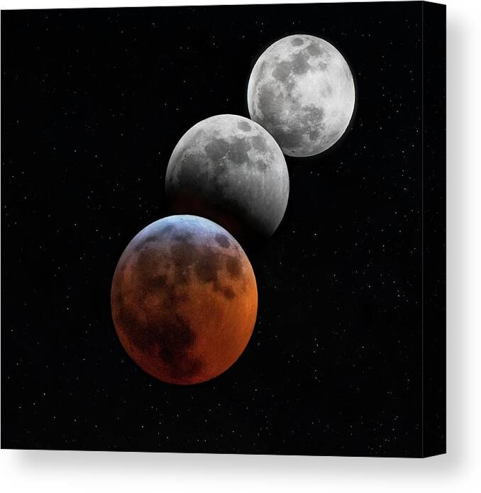 Lunar Eclipse Canvas Print featuring the photograph Blood Moon Lunar Eclipse by Art Cole