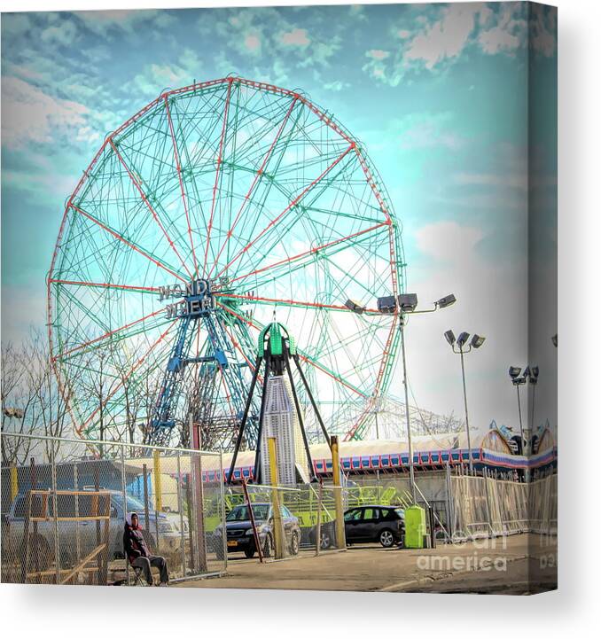 Coney Island Canvas Print featuring the photograph Coney Island Wonder Wheel NY by Chuck Kuhn