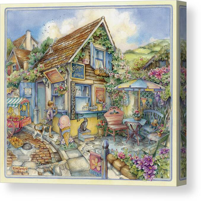 Cottage Ice Creams Canvas Print featuring the painting Cottage Ice Creams by Kim Jacobs