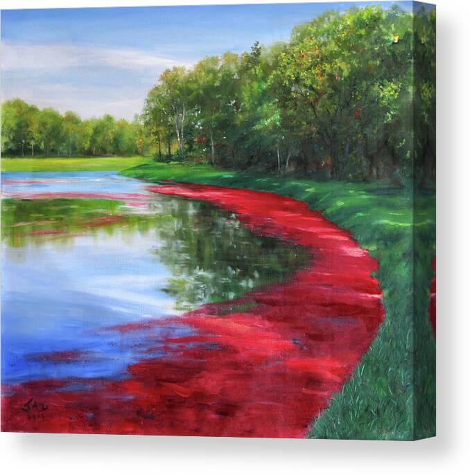 Cranberry Bog Canvas Print featuring the painting Cranberry Bog by Jonathan Gladding