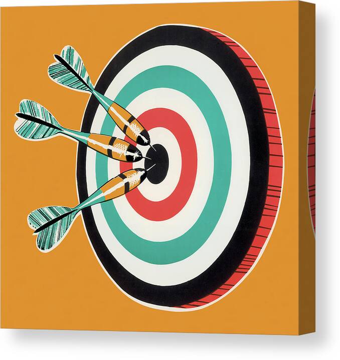 Aim Canvas Print featuring the drawing Darts and Dartboard by CSA Images